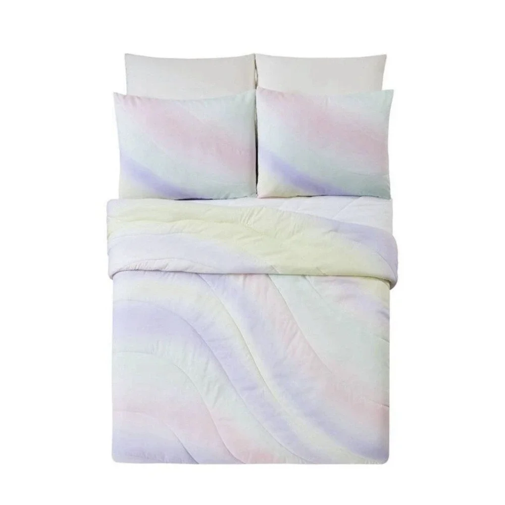 Twin/Twin XL Pastel Wave Swirl Print Comforter & Sham Set - Makers Collective